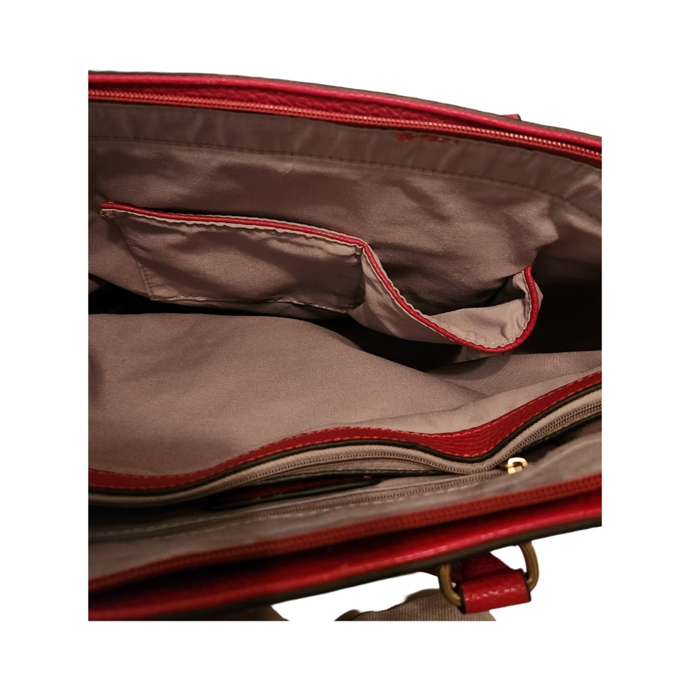 Dasein Womens Red Handbag, Work Tote, Shoulder Bag, With Long Ajustable Strap - Picture 6 of 6